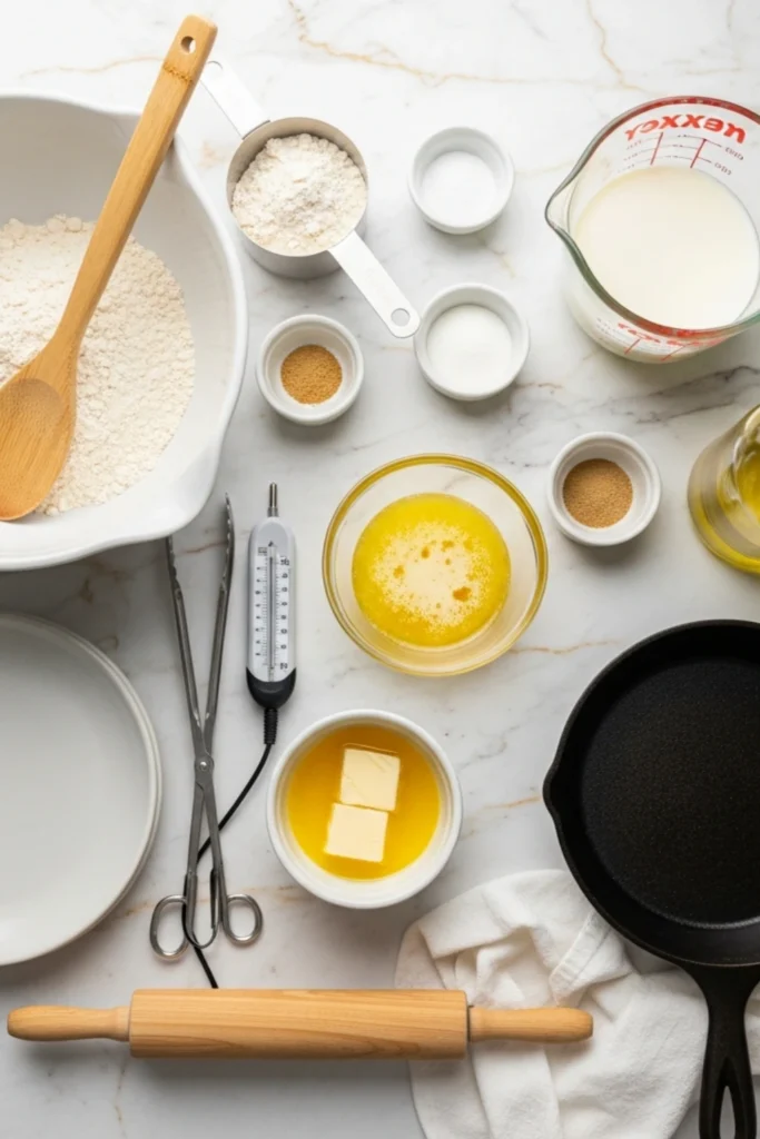Easy Fry Bread Recipe Golden, Fluffy Native American Classic in 30 Min 1 Golden brown fry bread pieces stacked on white plates, with one piece broken open to show the fluffy, airy interior.